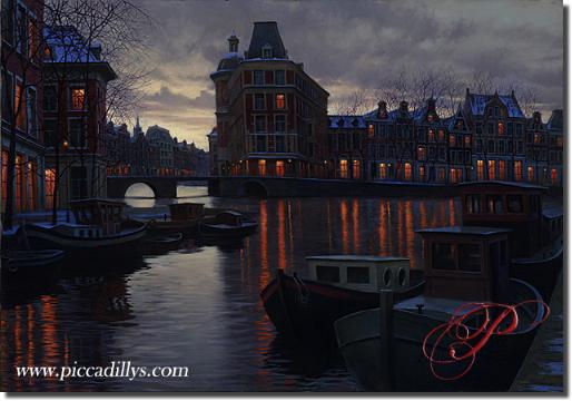 Image of painting titled Canal At Dusk by artist Alexei Butirskiy