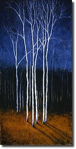 White Trees On Blue by Robert Cook