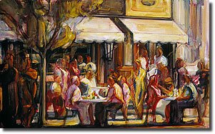 Afternoon Cafe Blossoming by Stuart Yankell