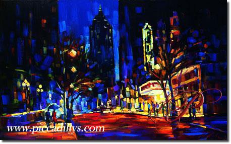 Image of painting titled Night at the Fox by artist Michael Flohr