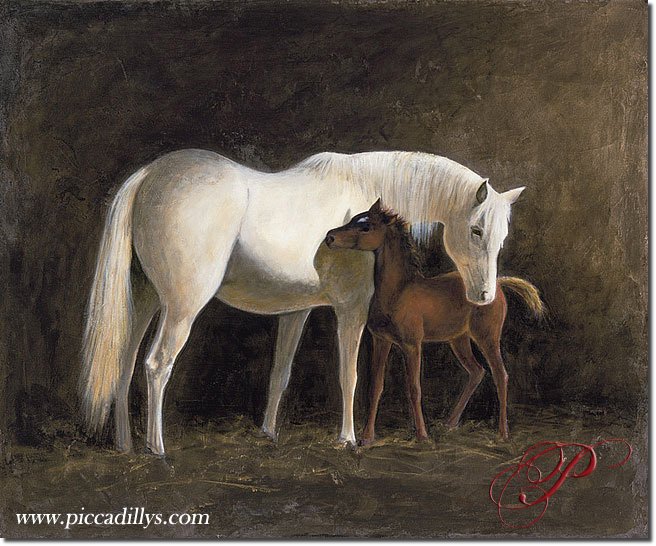 Digital image depicting Robert Cook's painting titled Mare & Colt.